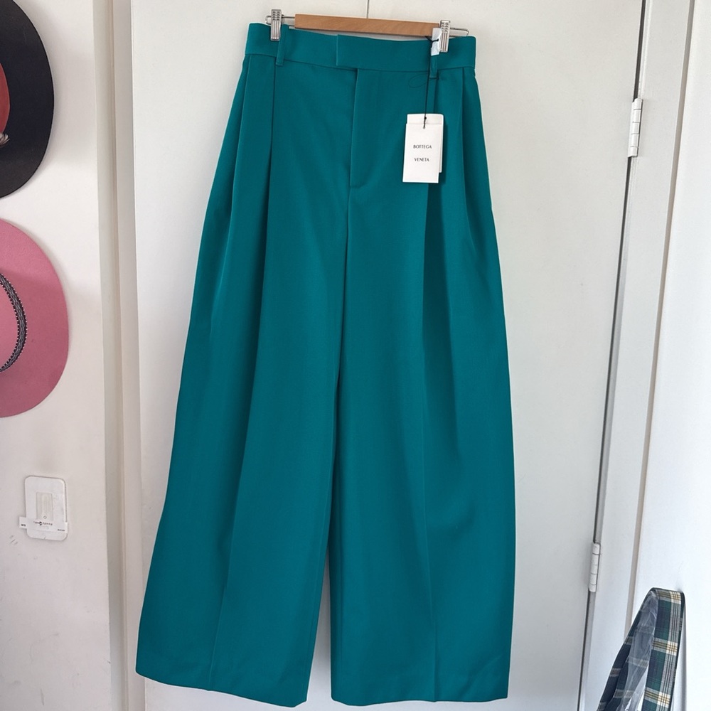 Bottega Teal Wide-Leg Pants
